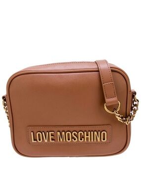Love Moschino Brown Crossbody Bag with Gold Hardware
